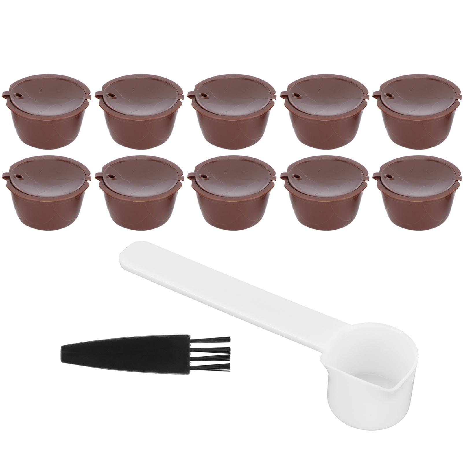 Coffee Capsules Reusable Refillable Coffee Cup Filter Kit Fit for DOLCE GUSTO Machine(Coffee 10 brown