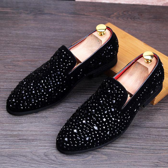 Fashion Movechain Arrive Men's Genuine Leather Loafers Casual Shoes Fashion Mens Rhinestone Driving Shoes Man Flats Dress Wedding Shoes 7