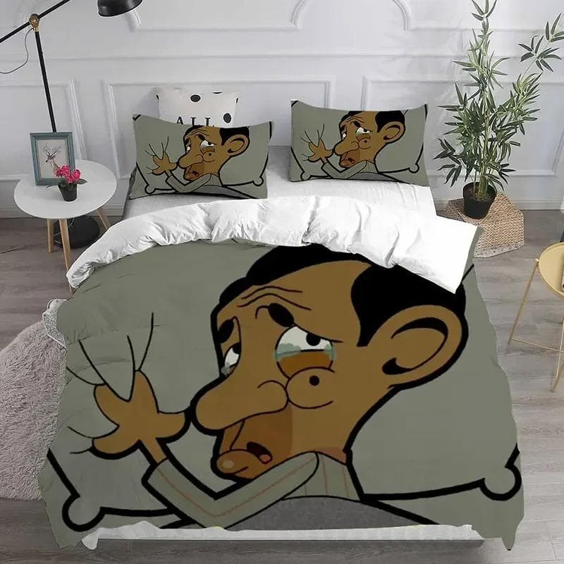 3D Mr. Bean Animated Series Bedding Sets Comforter Quilt Bed Cover Duvet Cover Pillow Case Sets Bedroom Home Textiles AU King 240x210cm