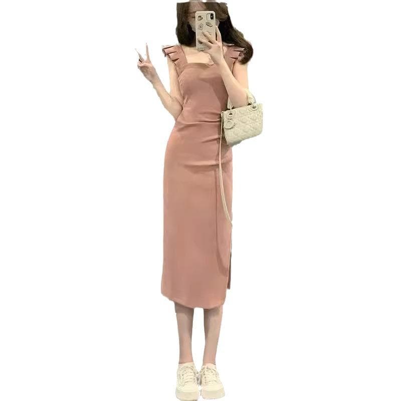 Suspender Dress Women's Summer Temperament Gentle and Advanced Feeling Waist and Thin Dress 2XL pink