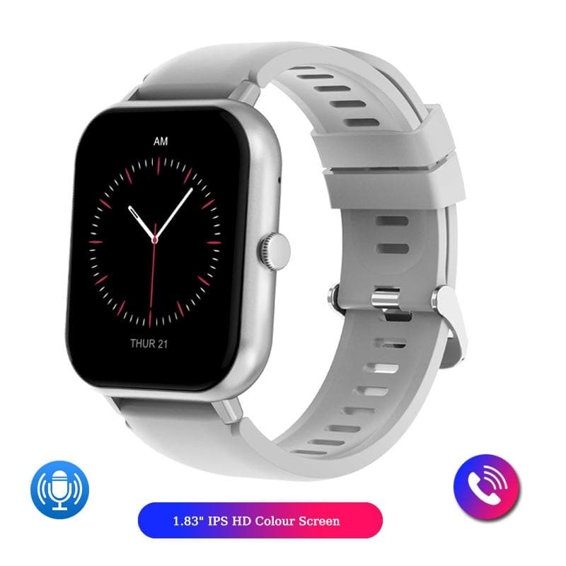 2025 New Bluetooth Call Smart Watch Men 100+ Sports Modes 1.83 Inch Screen Women Waterproof smartwatch for Android IOS Silica gel silver