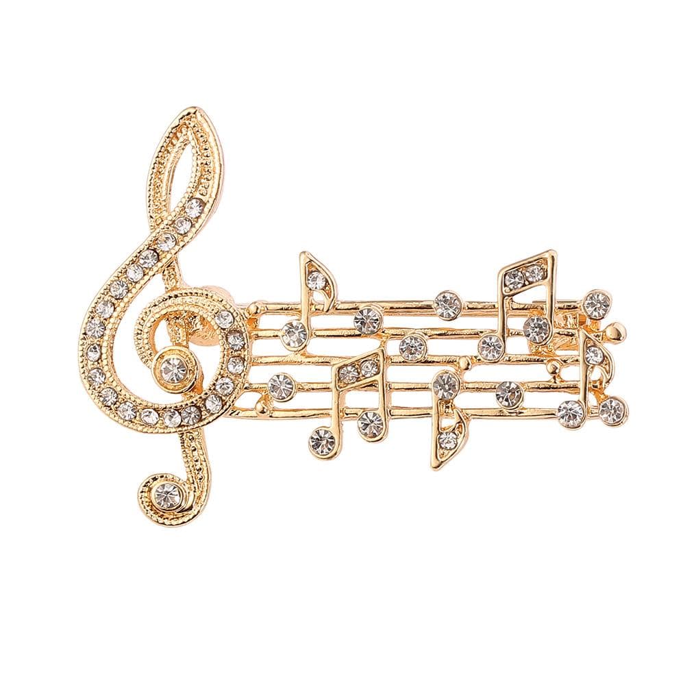 Fashion Music Note Brooches Pins Gold Silver Color Enamel Brooch Elegant Party Accessories For Musical Lovers gold