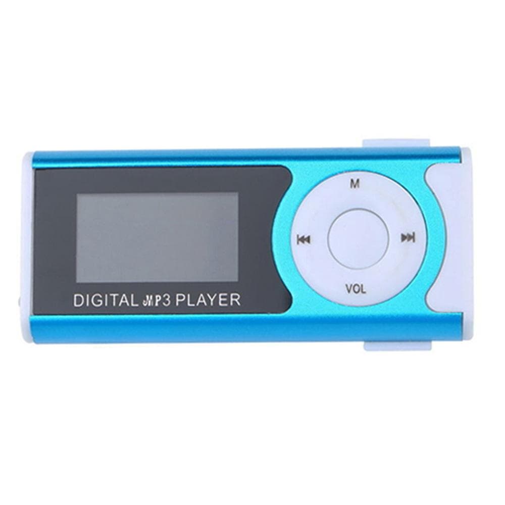 Portable Mini MP3 Music Player Metal MP3 Player with LCD Screen LED Light Support TF Memory Card blue
