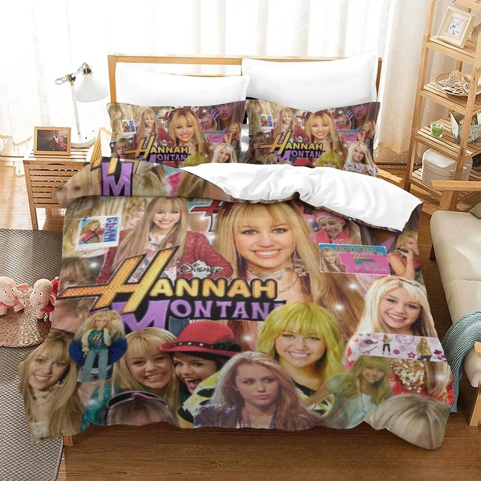 3D Print Hannah Montana All Season Duvet Cover Bedding Comforter sets Soft Quilt Cover and Pillowcases Single/Double/Queen/King 135x200cm 2pcs