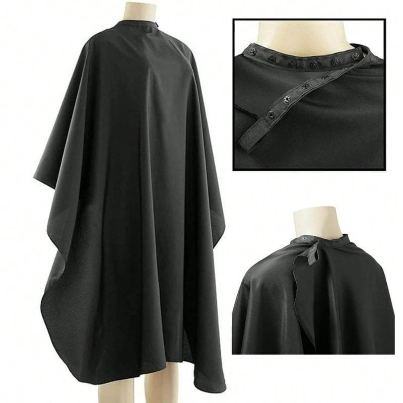 1pc Barber Cape Professional Large Hair Cutting Cape With Snap Closure, Unisex Adults Black Haircut Salon Cape Hairdresser Styling Cape black