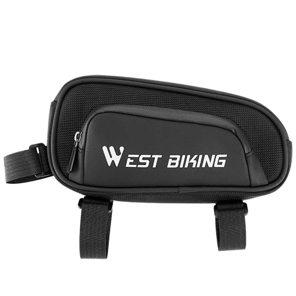 1.5L Bicycle Bag Bike Frame Fronttube Bag Bicycle Front Frame Bag Waterproof Smooth Zipper Cycling black