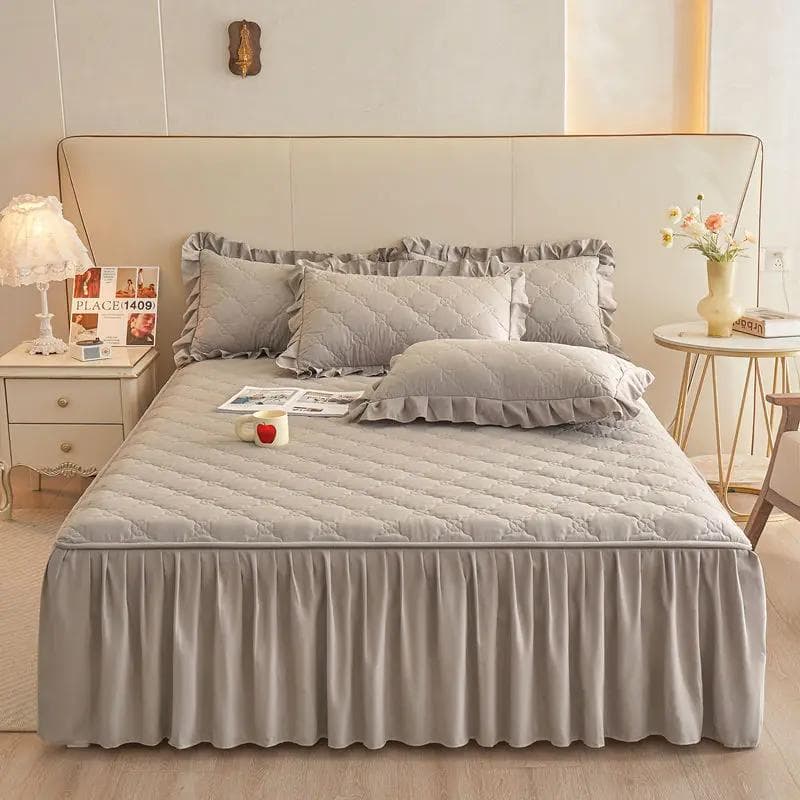 Solid Color Bed Skirt Lace Ruffled Bed Skirt 1pcs Cover Bedroom Beds Cover Bed Skirt Non-slip Mattress Cover Bedsheet Bedspread 200x220cm 1pc