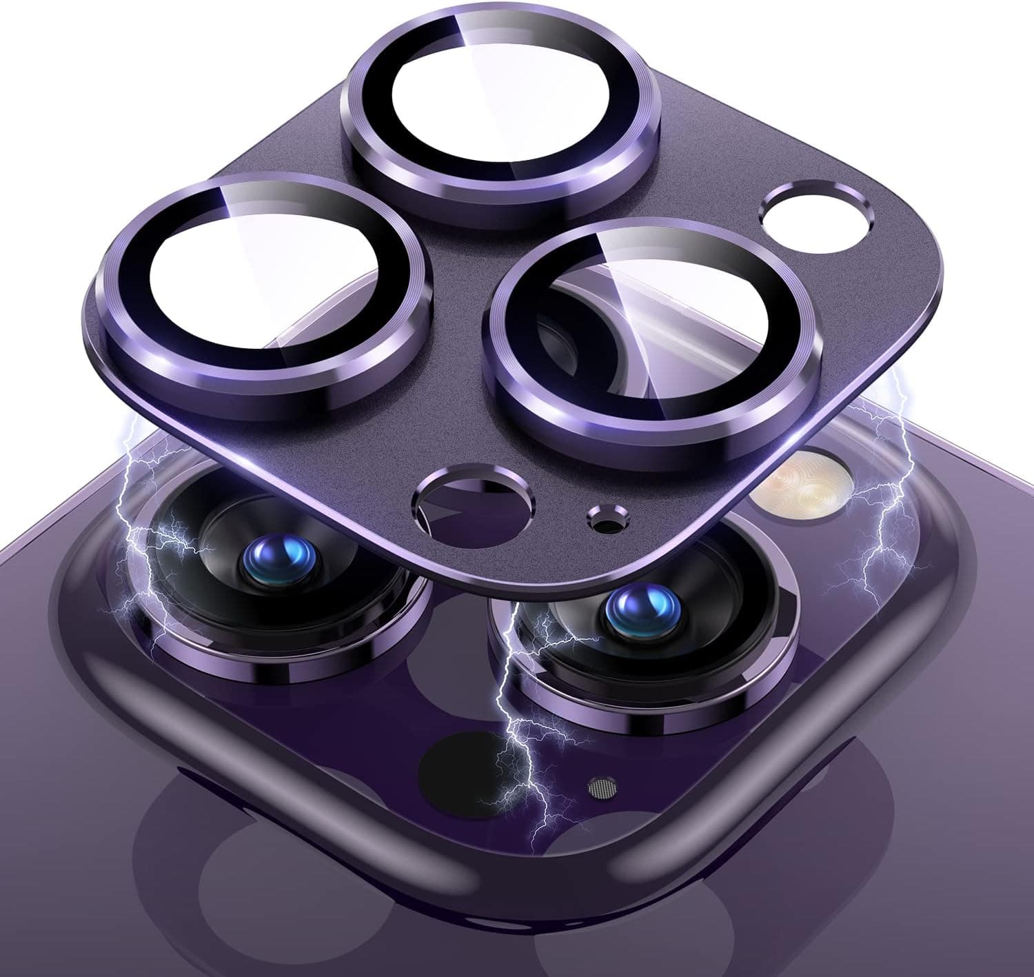 Natural Titanium Gray Metal Camera Lens Protector for Iphone 16 15 Pro Max 14 Plus 13 Mini 12 11 14Pro 15Pro 13Pro 12Pro Glass Protection Accessories For iPhone 13 purple
