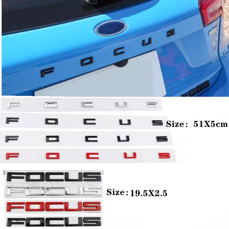 1pcs 3D ABS Badge Letter Car Tail Rear Trunk Emblem Sticker Decoration For F-or/d Focus Logo MK3 MK4 MK6 MK7 MK8 Car Accessories Size:51X5cm red