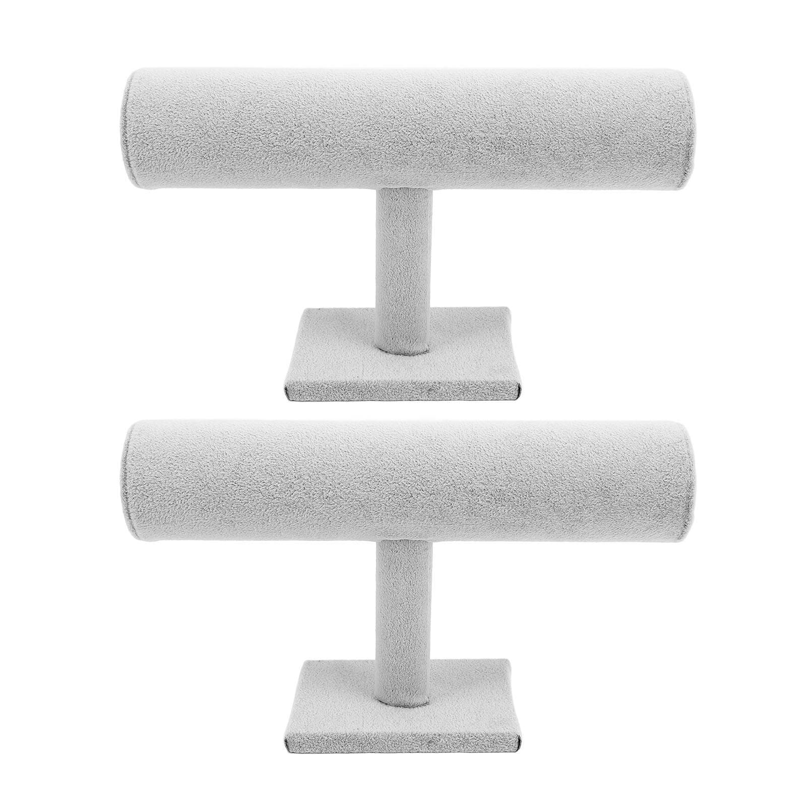 2 Pack Velvet T Bar Bracelet Holder Organizer Jewelry Display Scrunchie Hair Ties Watch Stand For