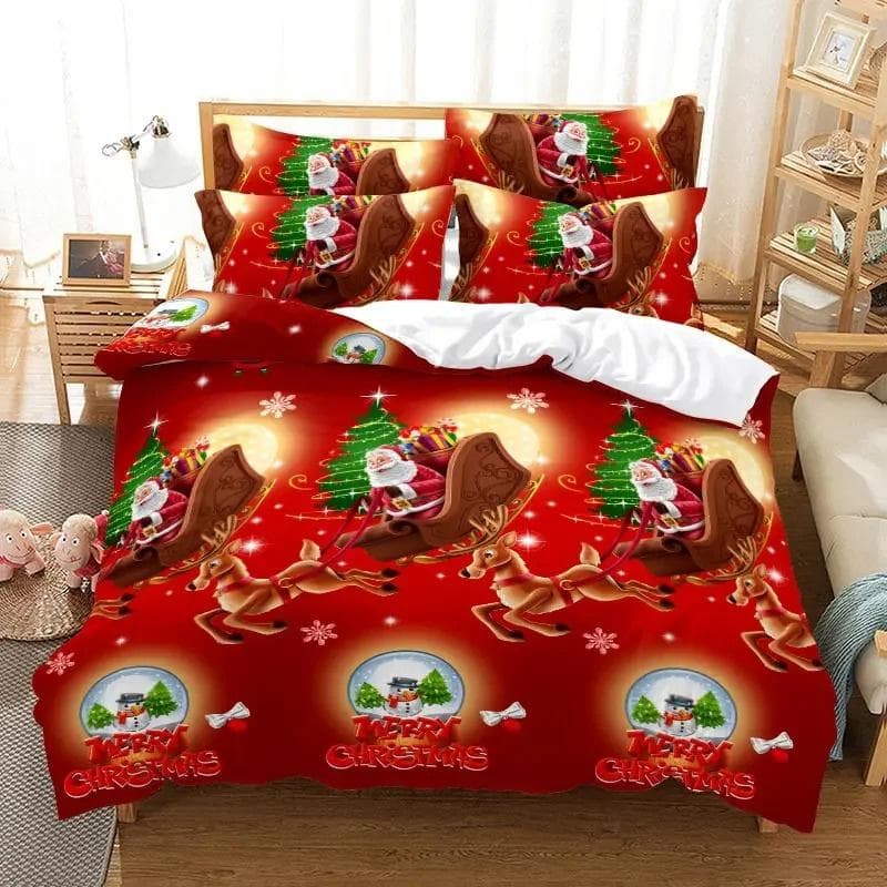 3D Print Christmas Bedding Set,Duvet Cover Comforter Bed Set Quilt Cover Pillowcase,King Queen Twin Size Boys Girls Adults 135x200cm 2pcs