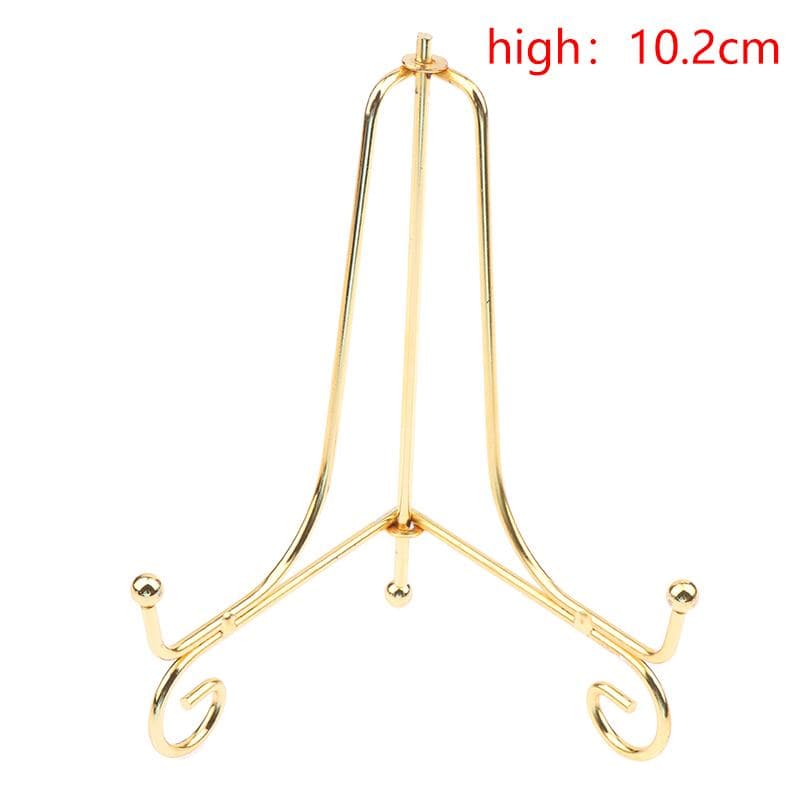 Golden Iron Craft Holder Home Decor Accessories Plate Bracket Painting Rack Medal Display Stand 10.2cm yellow