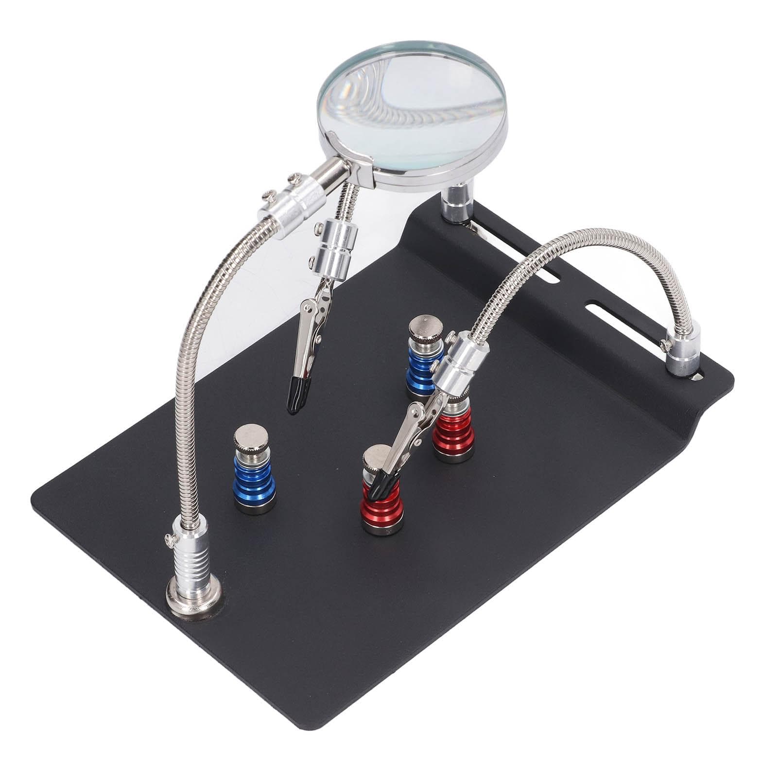 Soldering Helping Hands Flexible Arms Angle Adjustable Hands Soldering Station with 3X Magnifier