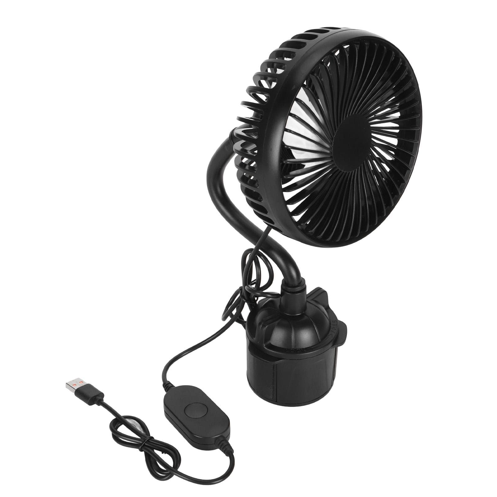 Car Fan Powerful Low Noise 3 Speeds Adjustable Portable USB Powered Fan with Gooseneck for Car
