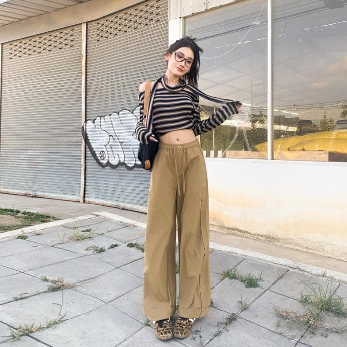 Spring and Summer High Waist Drooping Wide-leg Pants for Women Spring Floor Pants Casual Wide-leg Pants for Women Spring Elastic Waist XL