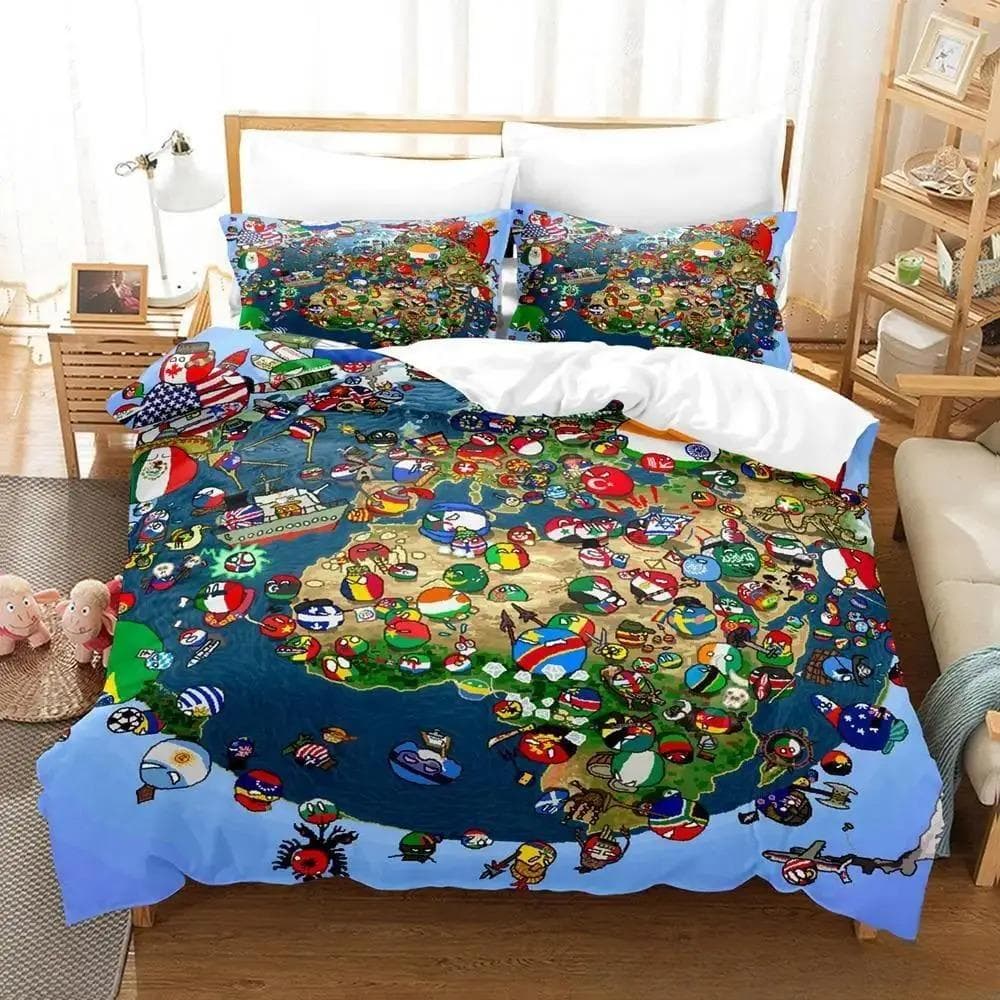 New Countryball Polandballs Bedding Set Single Twin Full Queen King Size Bed Set Aldult Kid Bedroom Duvet cover Sets 3D Anime EU King 240x220cm