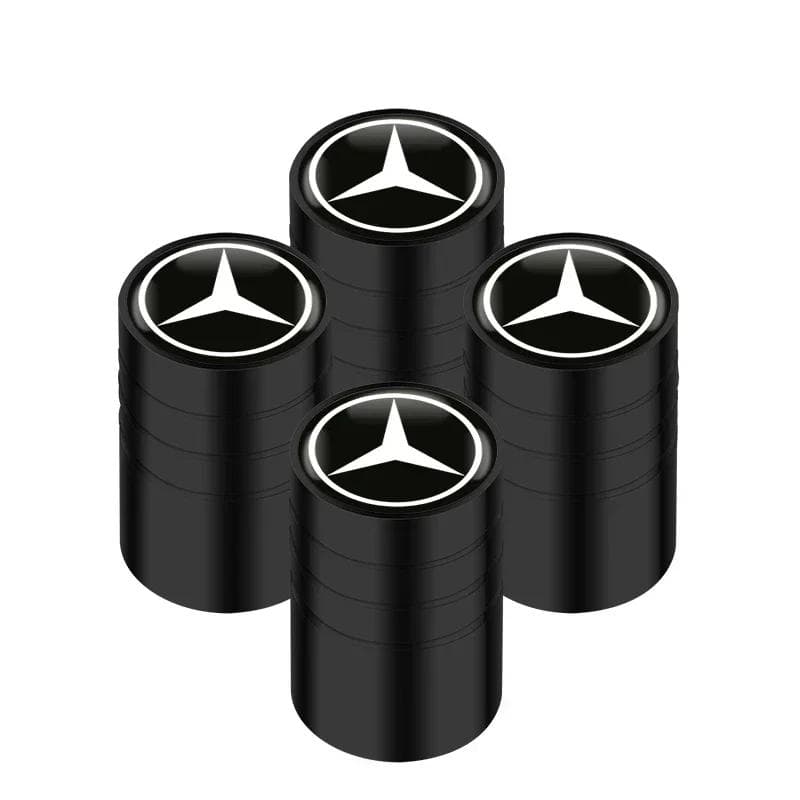 New For Mercedes Benz 4Pcs Car Wheel Tire Air Valve Caps Stem Cover with Color Brand Logo for Mercedes benz A B R G Class GLK GL