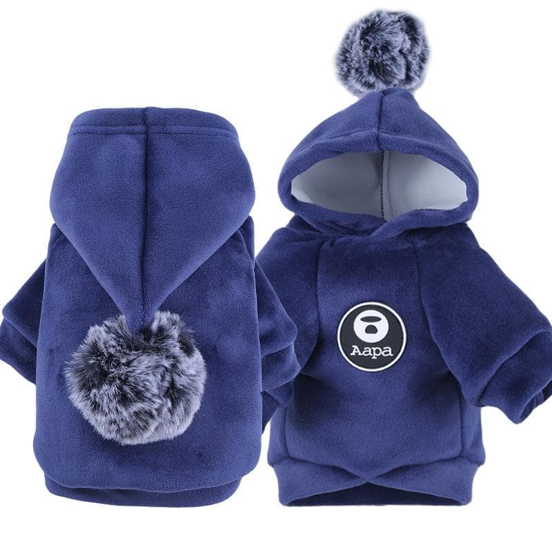 Soft Fleece Dog Sweater Coat Winter Warm Pet Clothes For Dogs Cats Hoodies Jacket Puppy Sweatshirt Dog Clothes M navy blue