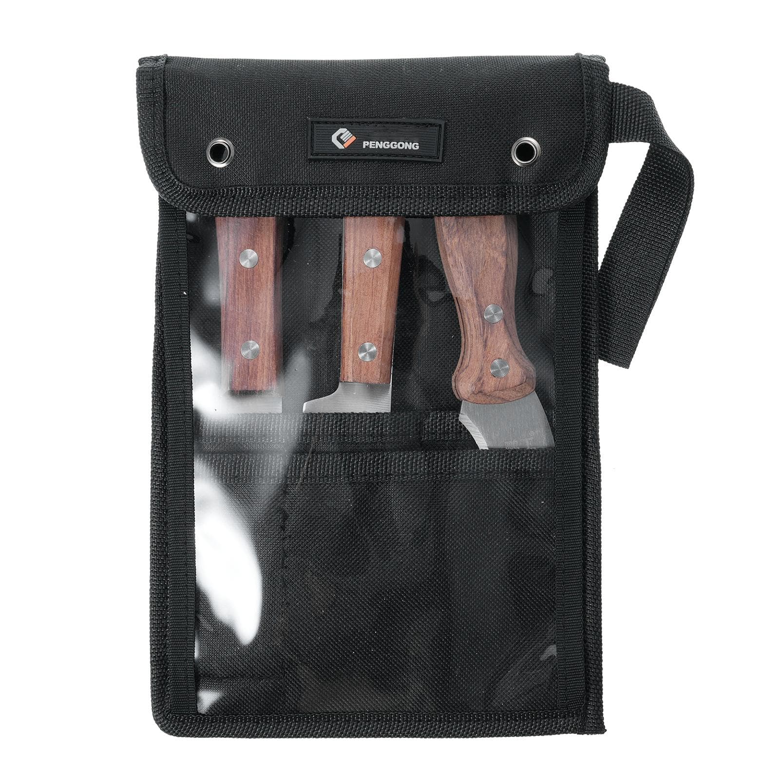 Cutter Knife 3Pcs Stainless Steel Knife Set (CurvedStraightThick Knife) Sharp Knife with Wooden