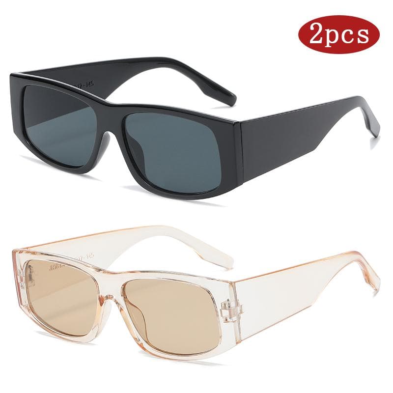 2pcs Fashion UV Resistant Sunglasses Large Frame Wide Leg Trendy Accessories Simple Design Female Sun Glasses
