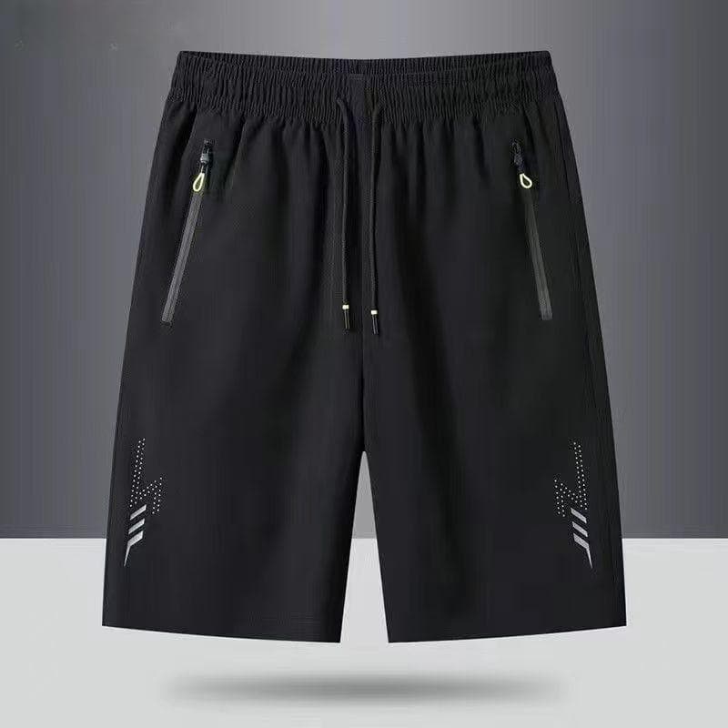 Men's Solid-color Quick-drying Shorts, Casual Slightly Elastic Drawstring Shorts, Suitable for Summer S black