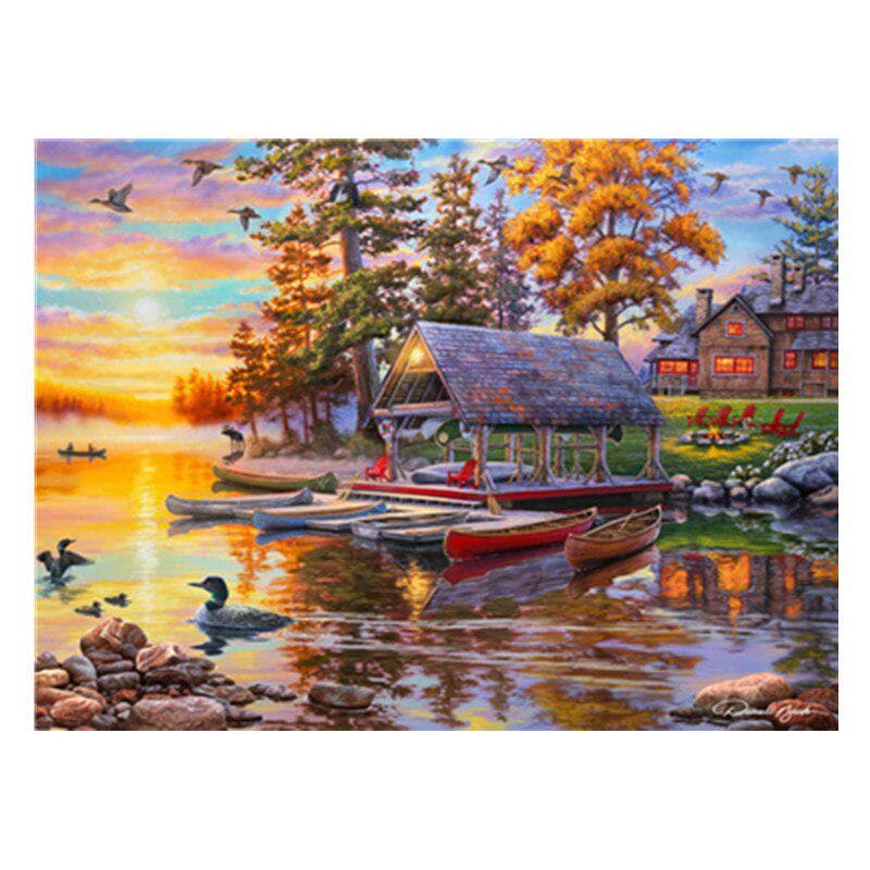 DIY Diamond Painting Full Round Rhinestone Duck Swimming 5D Embroidery Cross Stitch 20X30CM