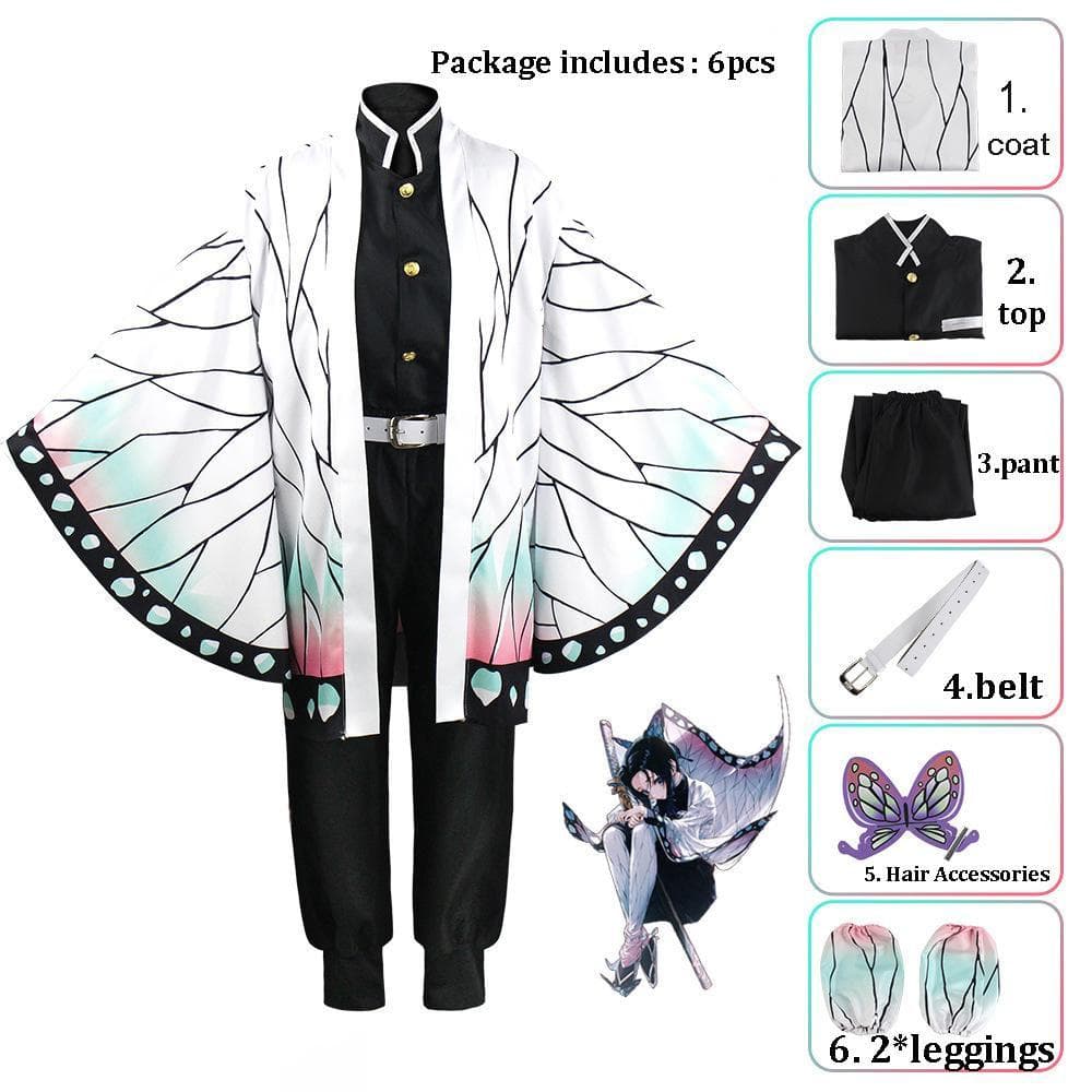 Unisex Demon Slayer Anime Cosplay Cartoon Kimetsu No Yaiba Kochou Shinobu Cosplay Costume For Adults men and women S
