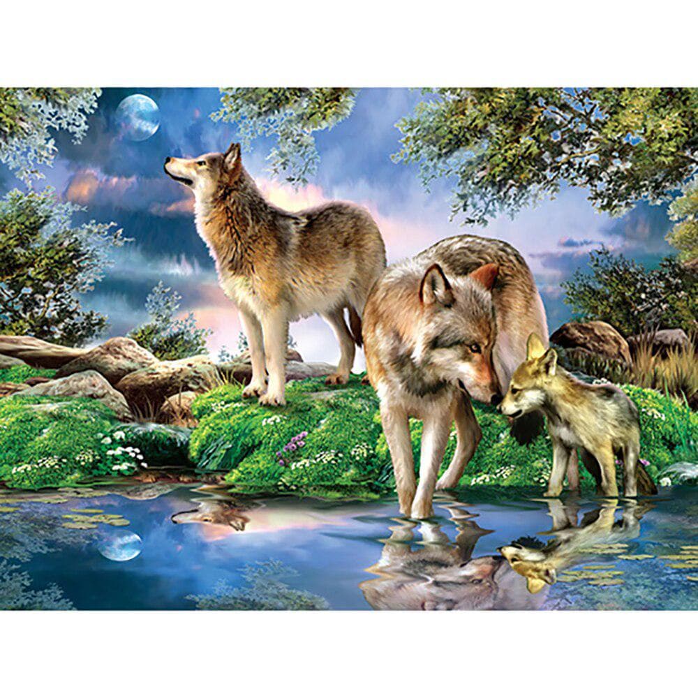 Full Round Diamond DIY Diamond Painting Wolves Embroidery Cross Stitch Rhinestone Mosaic Home Decor 20X30CM