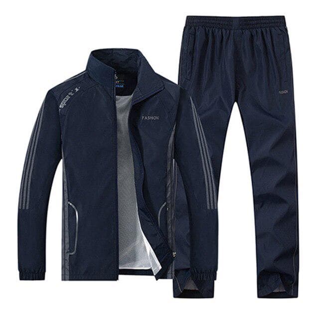 Men's Sportswear Suit Sweatshirt Tracksuit Casual Sets  Outwear 2PC Jacket+Pants Plus Size L-5XL L dark blue