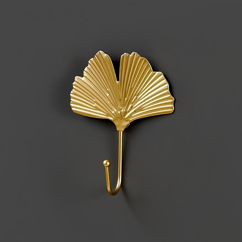 1Pc Golden Leaf Shaped Metal Wall Hooks, Wall Mount Hangers for Key, Towel, for Entryway, Bathroom, Bedroom - Easy Install, Utility Hooks 1pc