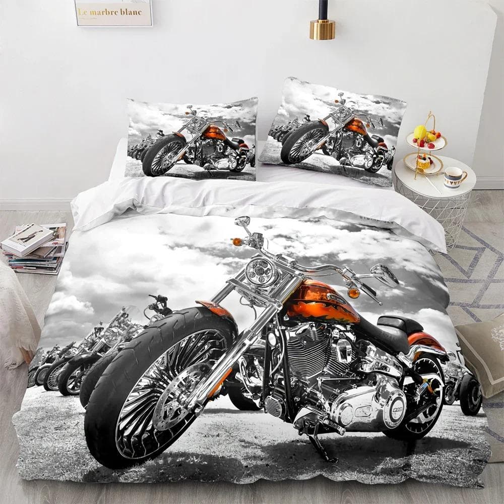 New Classic motorcycle Bedding Set Single Twin Full Queen King Size knight Bed Set Adult Kid Bedroom Duvet cover Sets 3D Print 70x133cm 2pcs