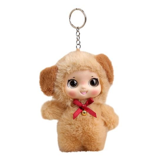 Doll Keychain Cute Vinyl Face Toy Soft Doll Collectible Fluffy Bag Charm for Wallet Backpack