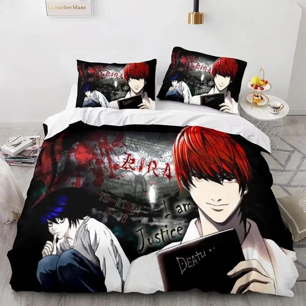 Death Note Bedding Set Single Twin Full Queen King Size Bed Set Adult Kids Bedroom Duvet cover Sets 3D Print Anime Death Note US King 264x228cm