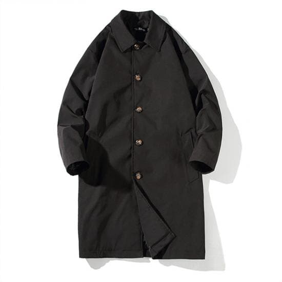 2024 New Spring Autumn Trench Men Fashion Oversized Trench Jakcet Men Casual Windbreaker Mens Medium Length Turn Down Collar Trench XXL black