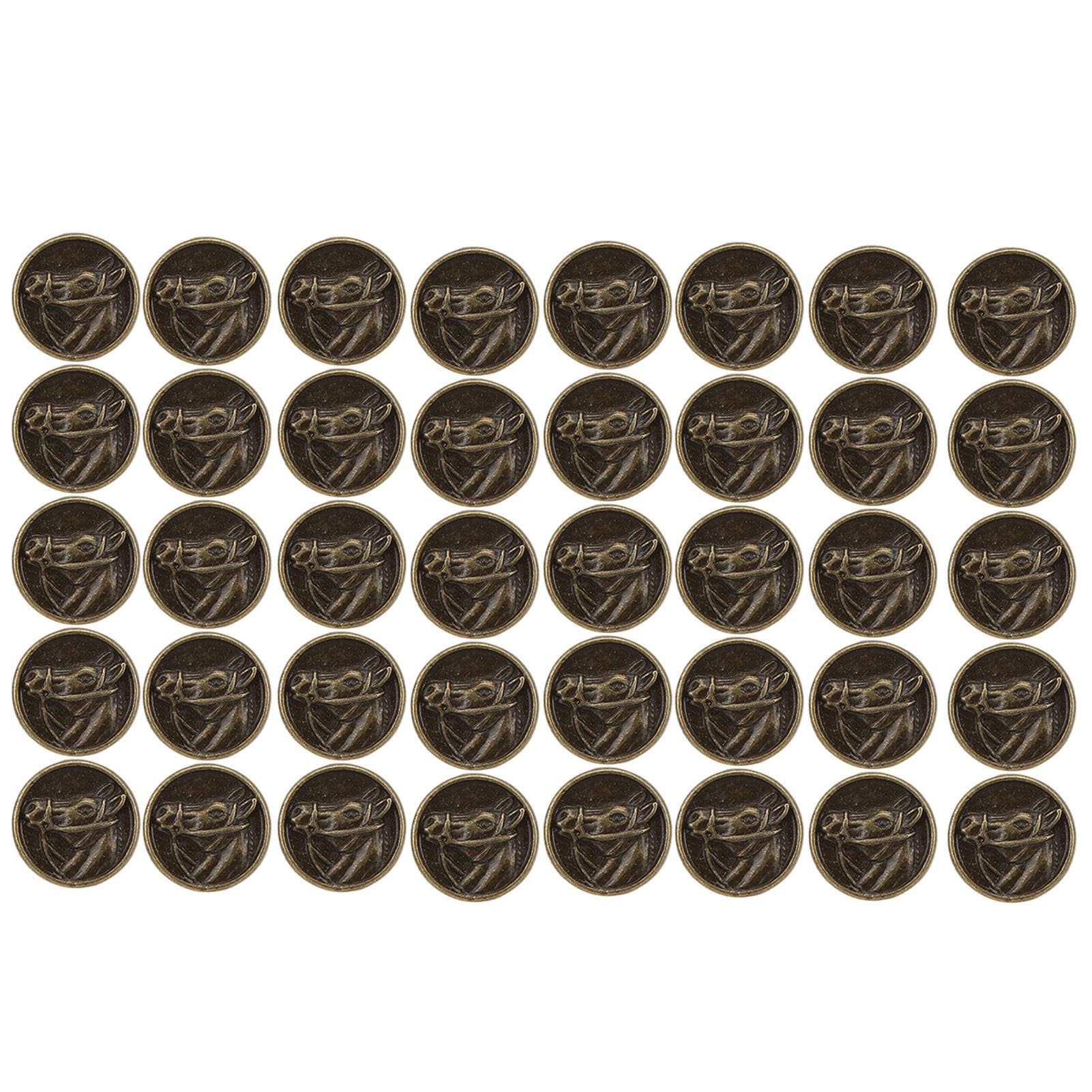Buttons DIY Antique Bronze Round Engraved Horse Head Zinc Alloy Button Decoration