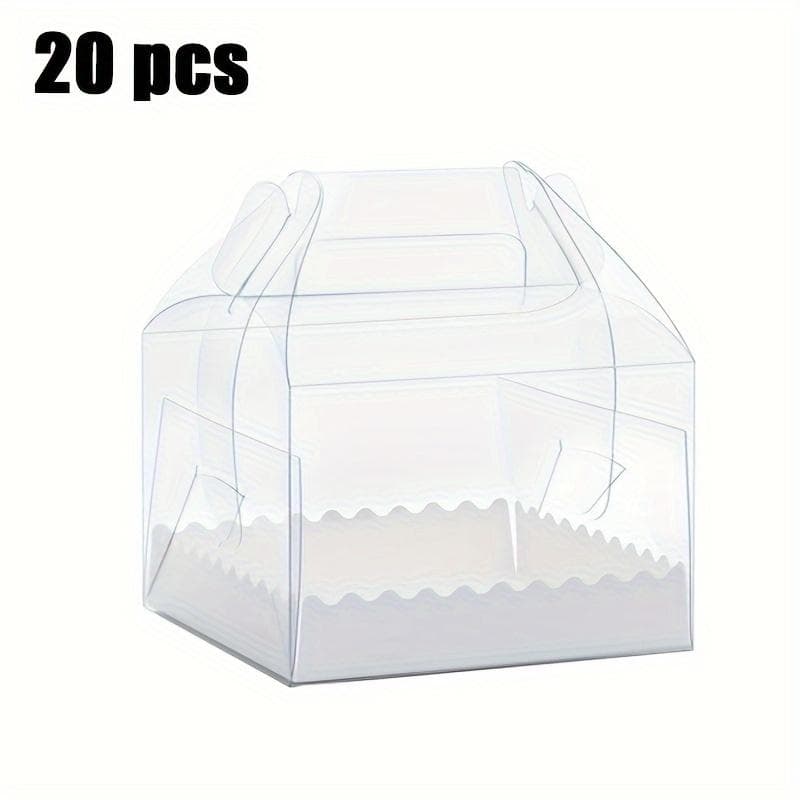 1set/20pcs transparent cardboard cake gift box, candy treats gift box, suitable for party pastry dessert biscuits birthday holiday party Pack of 20