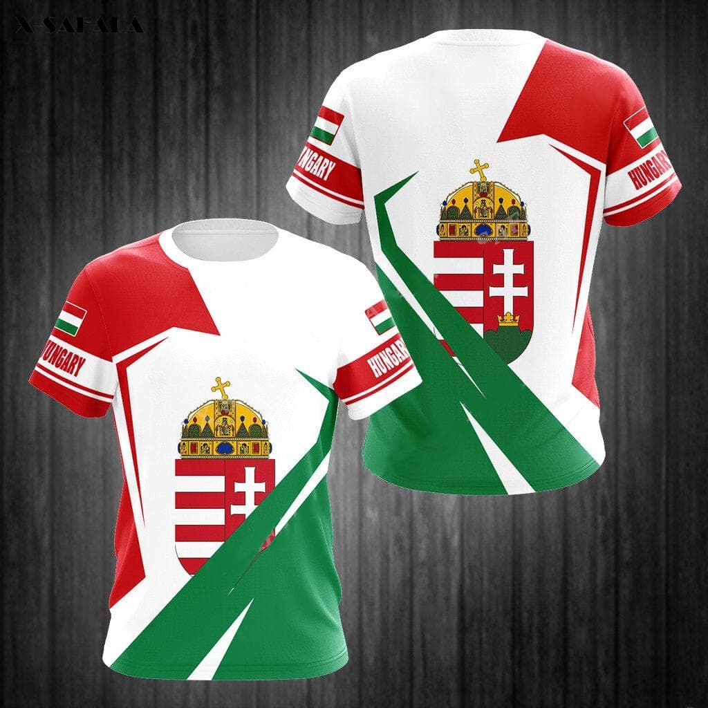 Hungary Flag Print Men's T-shirt High Quality Short Sleeve Fashion Round Neck Tops Street Harajuku Tees Oversized Retro Clothing M