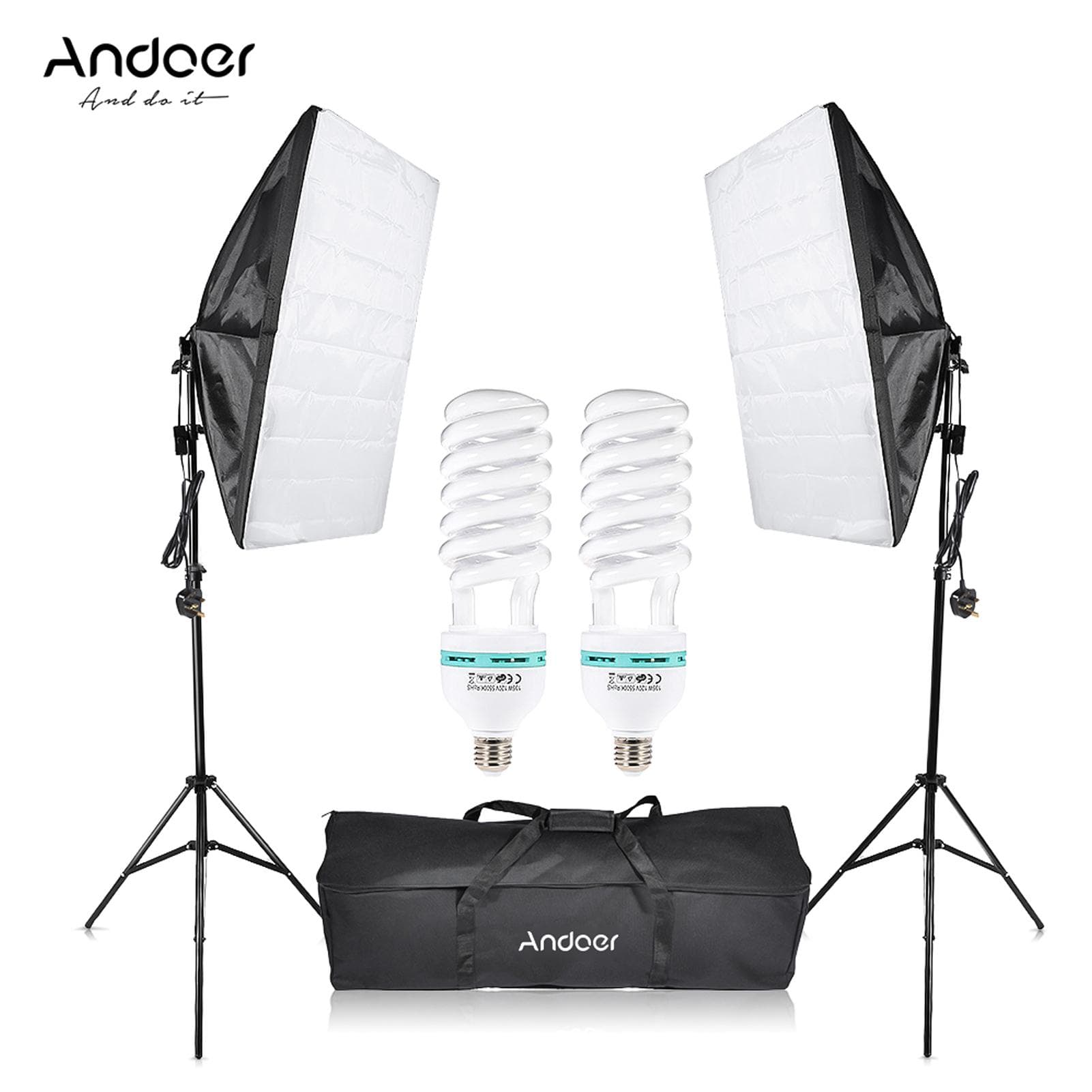 Andoer Photography Studio Cube Umbrella Softbox Light Lighting Tent Kit Photo Video Equipment 2 * UK Plug