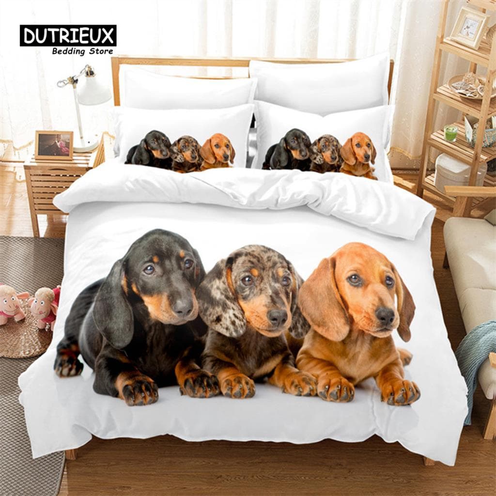 Pug Duvet Cover Set Pet Dog Bedding Set Polyester Funny Cartoon Animal Comforter Cover Full King Size For Kids Child Teens Decor EU single(135x200cm)