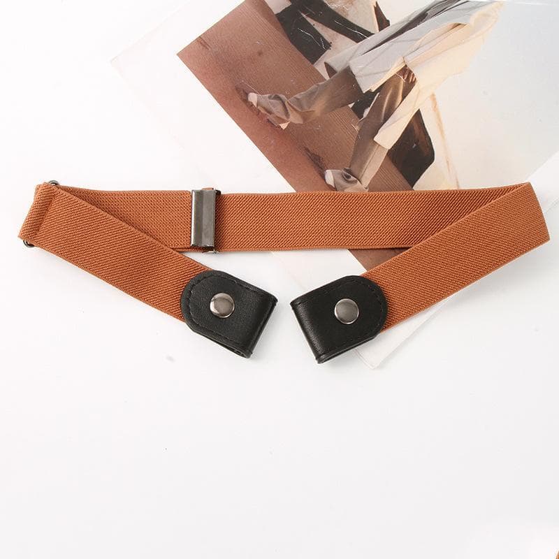 1PC Buckle-free Elastic Invisible Belt Casual Elastic Non Perforated Waistband orange
