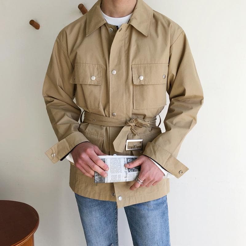 Short Windbreaker Men's Jacket Spring and Autumn Handsome Japanese Casual Top Men's Jacket M