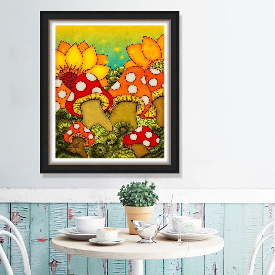 DIY Diamond Painting Embroidery Mushroom Cross Stitch Full Diamond Scenery Rhinestones Home Decor 20X30CM