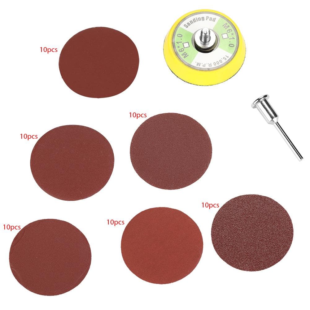60PCS 2inch Round Shape Red Sanding Discs 100 240 600 800 1000 2000# Grit Sand Papers