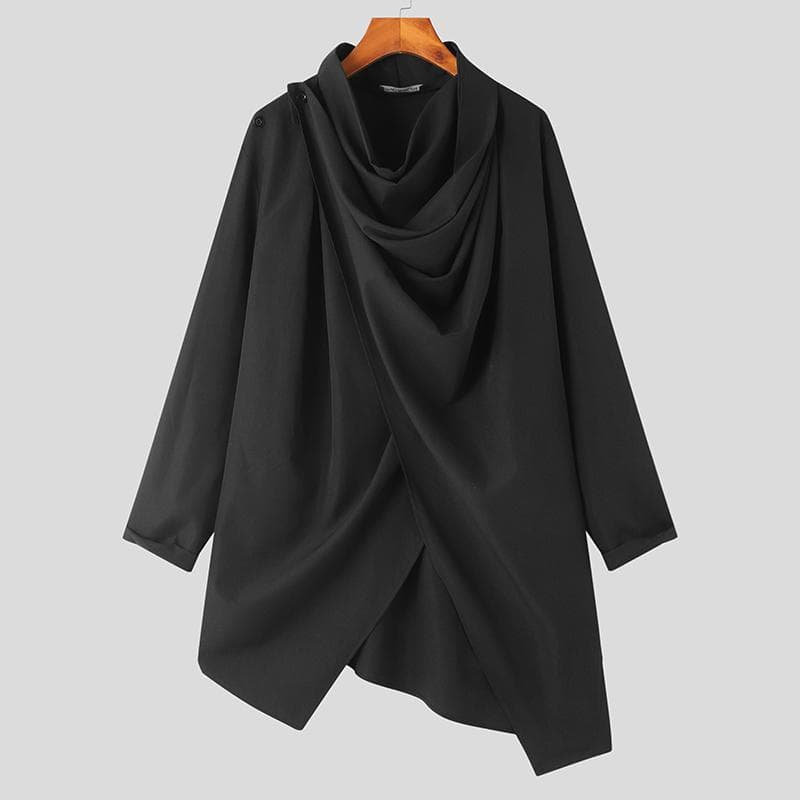 INCERUN Autumn Spring Men's Vintage Gothic Oversized Tops Irregular S black