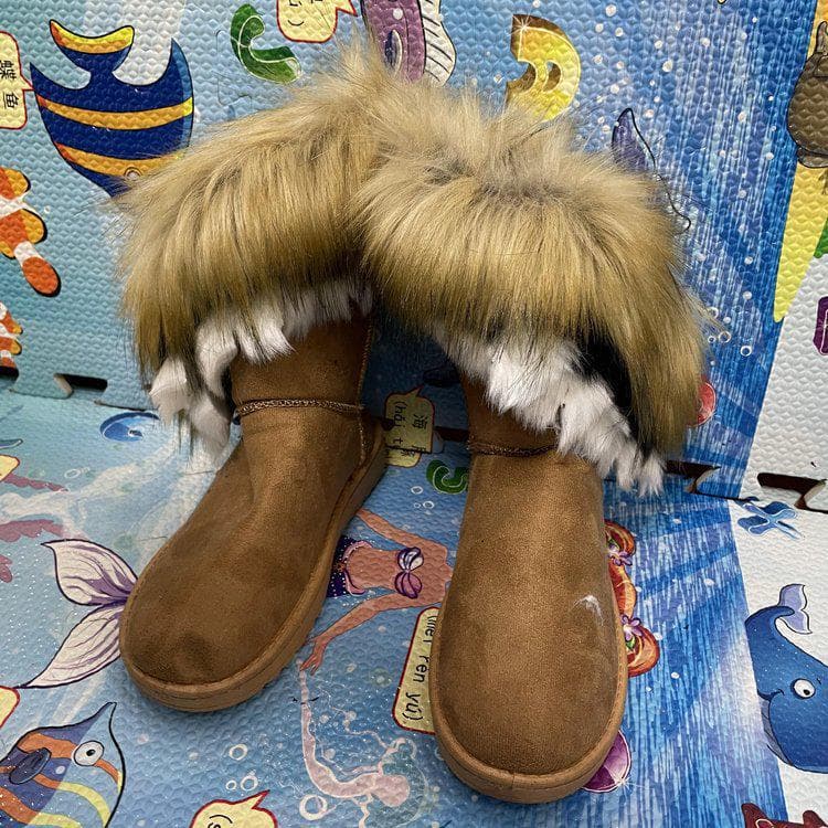 2024 Large Size Women's Snow Boots with Faux Fur and Velvet Lining 39 yellow