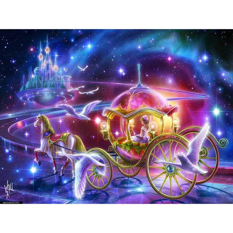 Diamond Painting Cross Stitch 5D Diamond Painting Full Diamond Embroidery Crafts Princess of Carriag 20X30CM