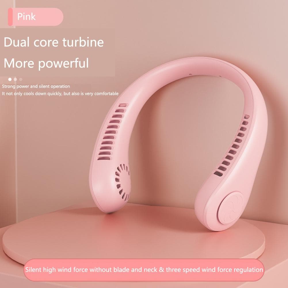 3500mah Lazy Leafless Hanging Neck Fan Usb Charging Wearable Neck Hanging Fan Leafless Fan USB Mini Necklace Fan Traveling Indoor Outdoor Sports Fans pink