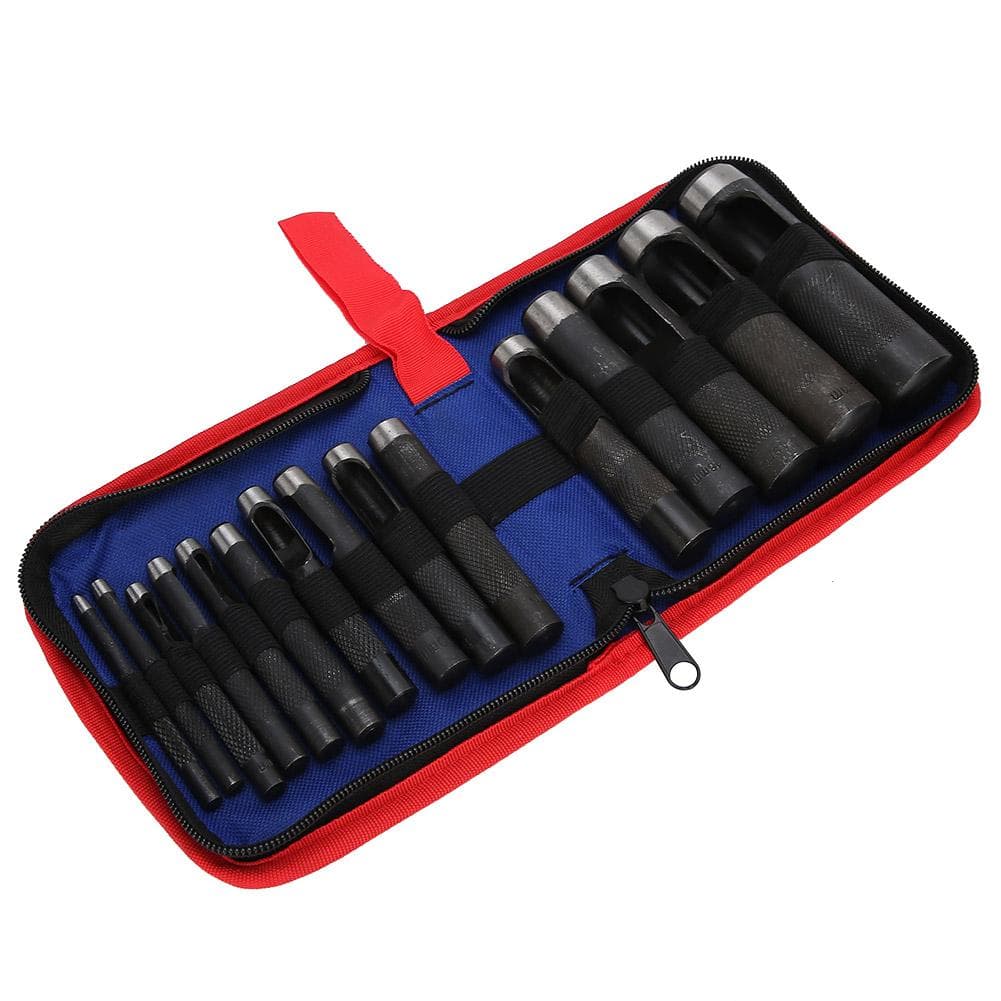 Leather Puncher Punching Set Ergonomic Craft Collection Steel Hand Operated Tools15 PCs (3-25mm)