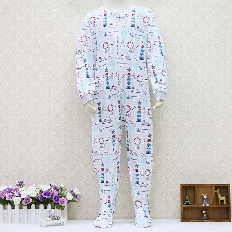 Baby Children 2 to 7 Years Old One Piece Rompers Long Sleeve 100% Cotton Clothes Zipper Boys And Girls Clothes Pajamas Romper 104 light blue