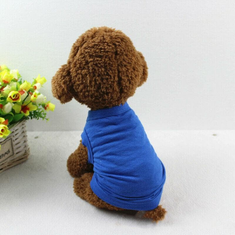 Plain Cotton Cat Dog Clothes Summer Small Medium Dogs Vest Pet T-shirt Clothing Solid Color Pet Vest L dark blue